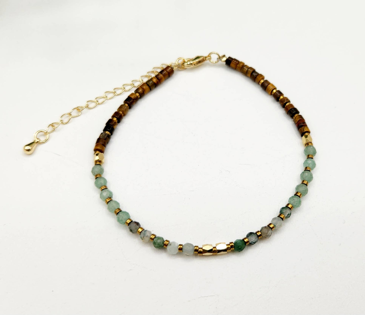 ABUNDANCE-Moss Agate/Green Aventurine/Tiger Eye Bracelet-3mm