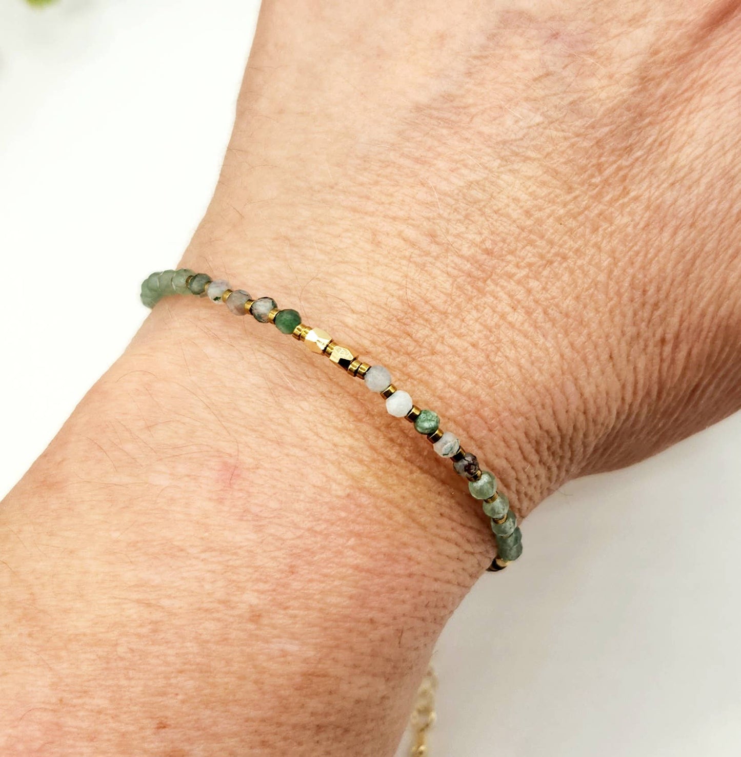 ABUNDANCE-Moss Agate/Green Aventurine/Tiger Eye Bracelet-3mm
