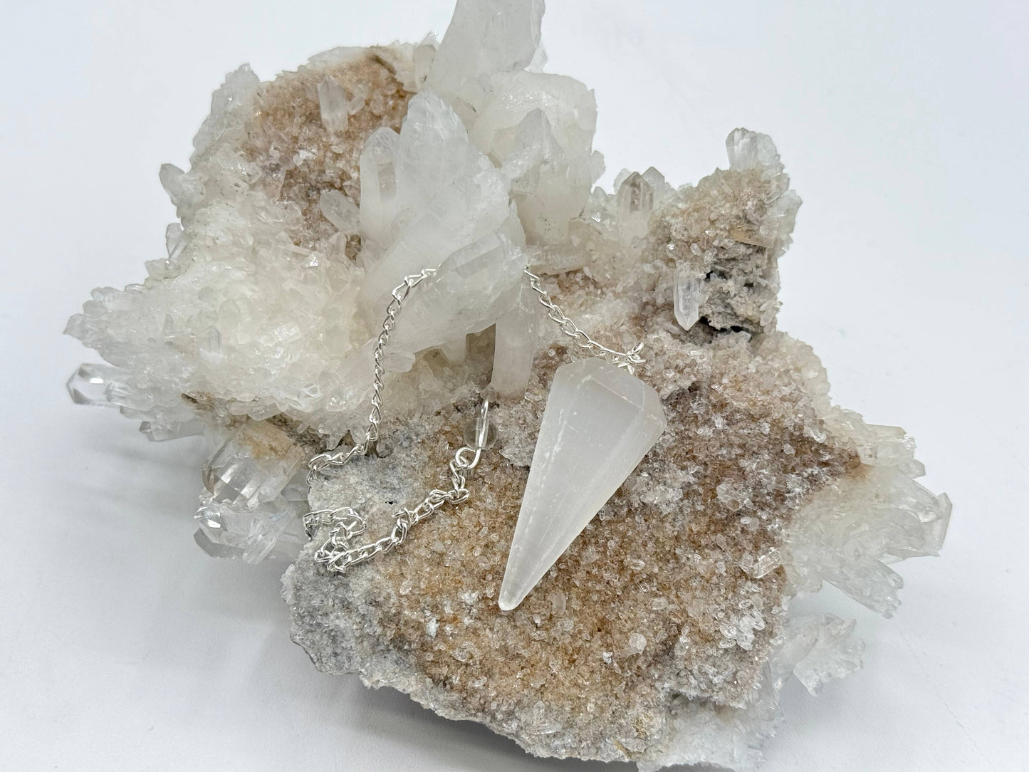 Selenite Pendulum w/Silver Plated Chain