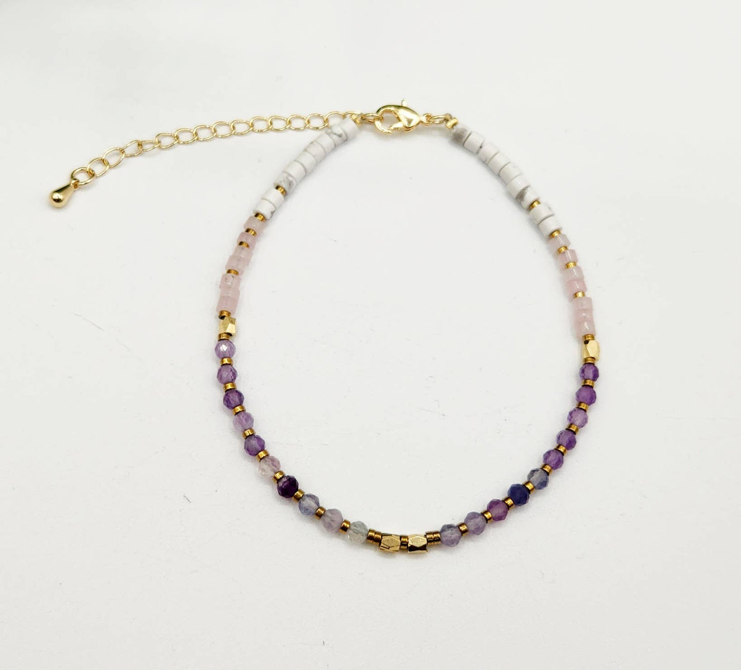 INNER PEACE-Fluorite/Amethyst/Rose Quartz/Howlite Bracelet