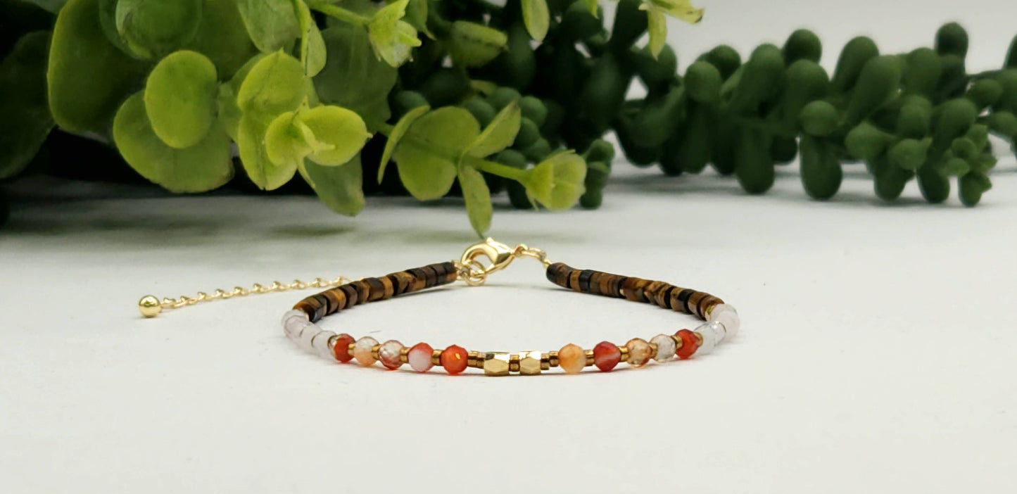 DEPRESSION SUPPORT-Carnelian/Rose Quartz/Tiger Eye Bracelet
