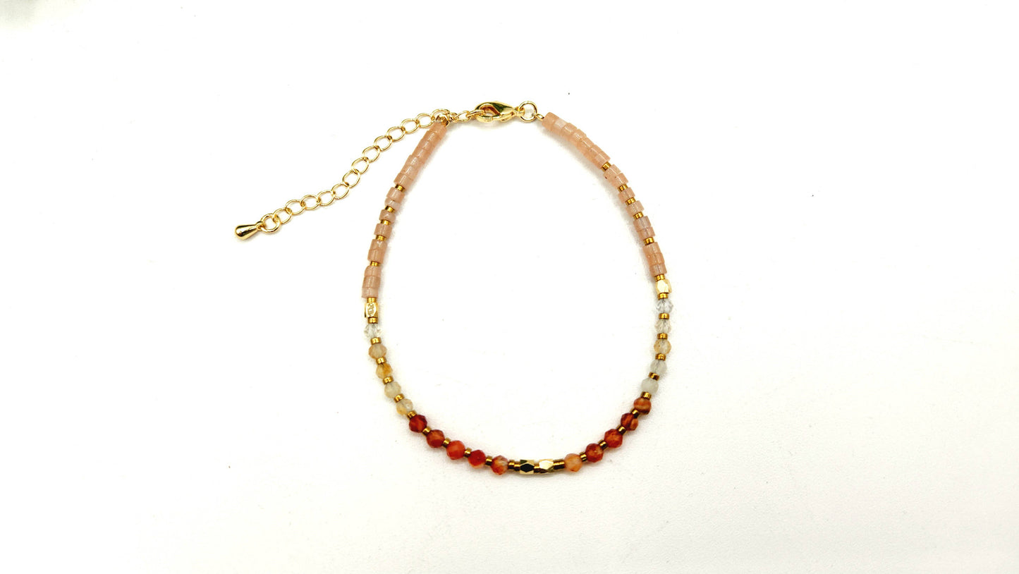 ENERGY BOOST-Carnelian/Citrine/Sunstone 3mm Bracelet w/Clasp
