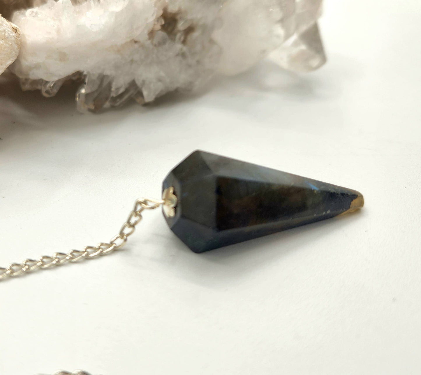 Labradorite Pendulum w/Silver Plated Chain