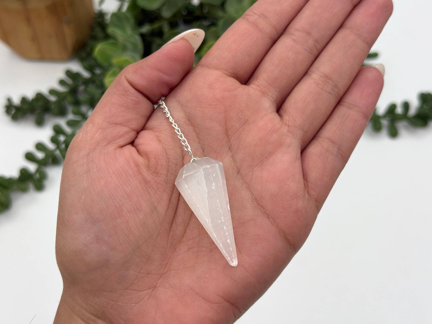 Selenite Pendulum w/Silver Plated Chain