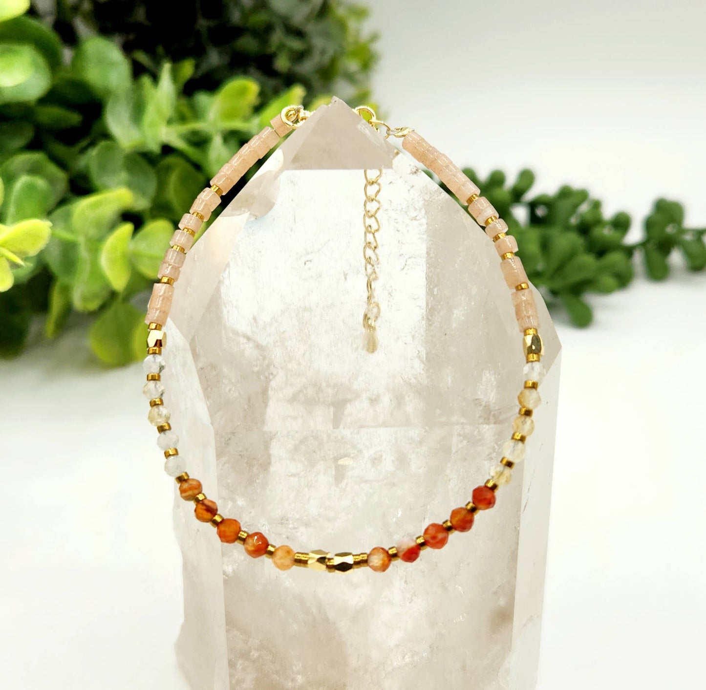 ENERGY BOOST-Carnelian/Citrine/Sunstone 3mm Bracelet w/Clasp