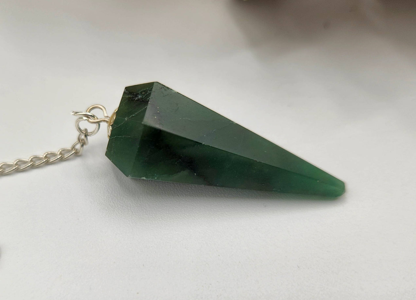 Jade Pendulum w/Silver Plated Chain