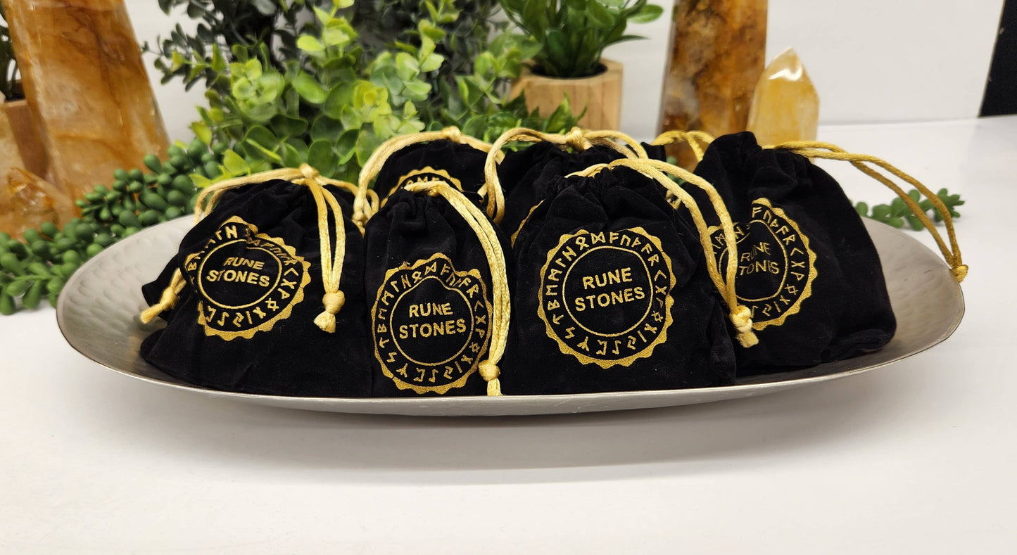 Sodalite Semi-Precious Gemstone Rune Sets with Velvet Pouch