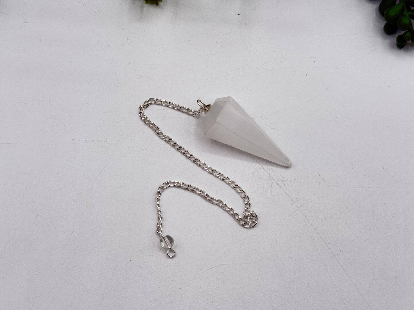 Selenite Pendulum w/Silver Plated Chain