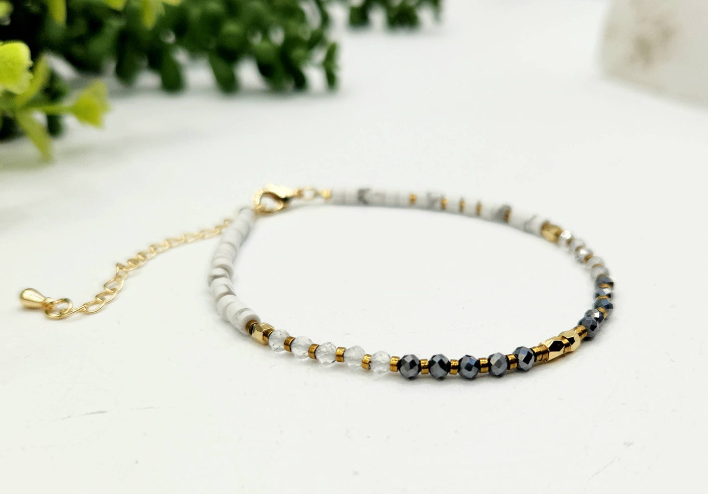 EMPATH PROTECTION-Terahertz/C. Quartz/White Howlite Bracelet