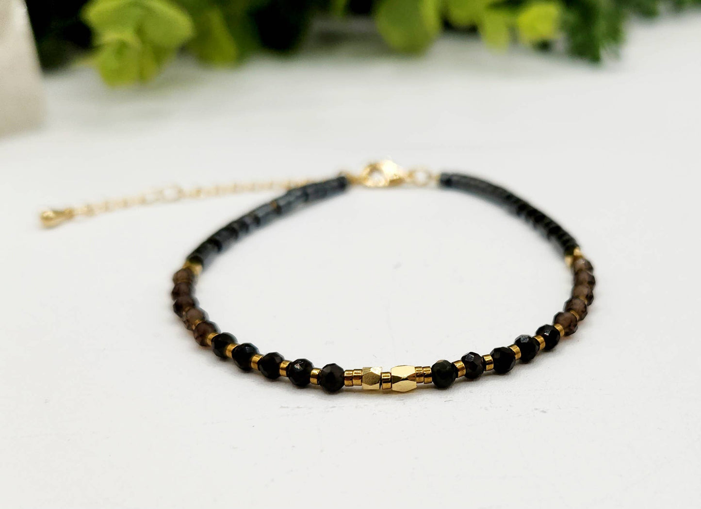 GROUNDING/BALANCE-Obsidian/Smoky Quartz/Hematite Bracelet