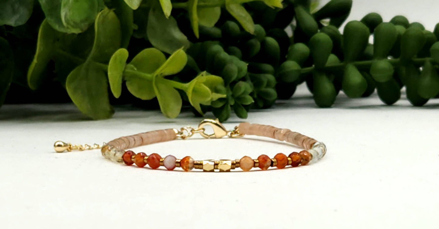 ENERGY BOOST-Carnelian/Citrine/Sunstone 3mm Bracelet w/Clasp