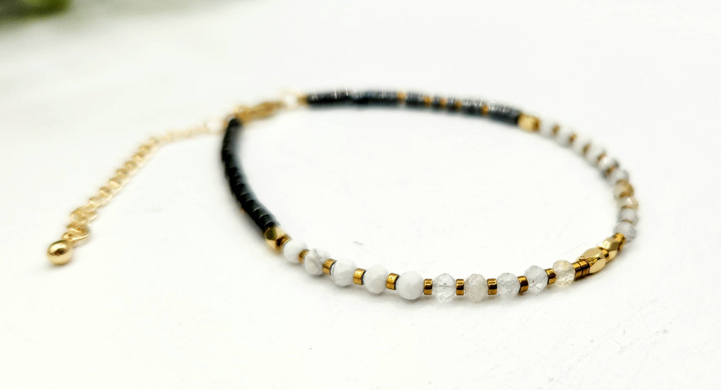 EMPATH PROTECTION-Citrine/White Howlite/Hematite Bracelet
