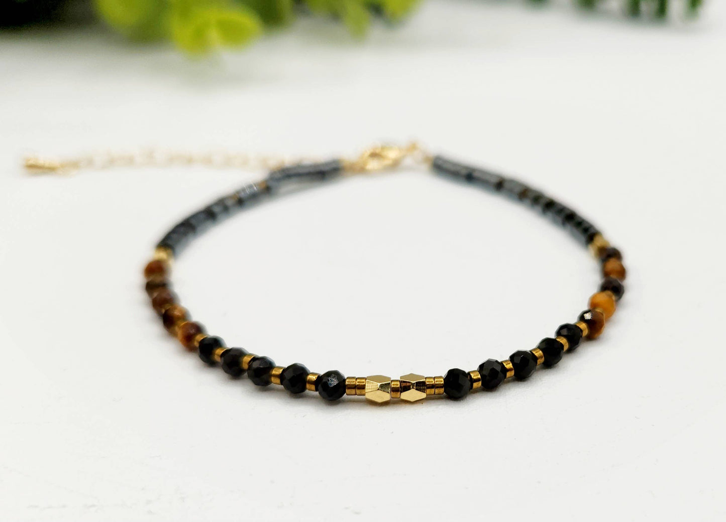 TRIPLE PROTECTION-Obsidian/Tiger Eye/Hematite Bracelet 3mm