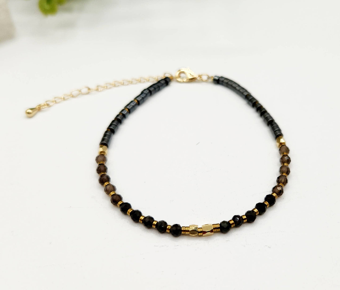GROUNDING/BALANCE-Obsidian/Smoky Quartz/Hematite Bracelet