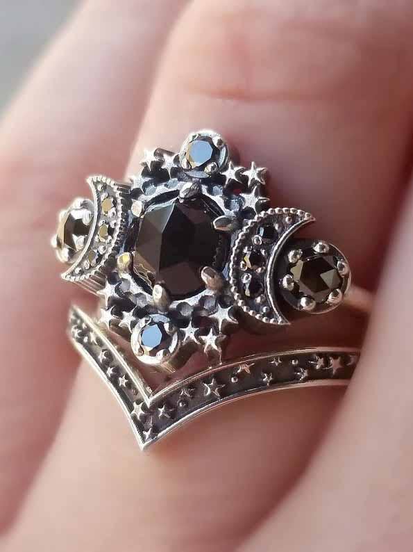 Moon Engagement Ring Set