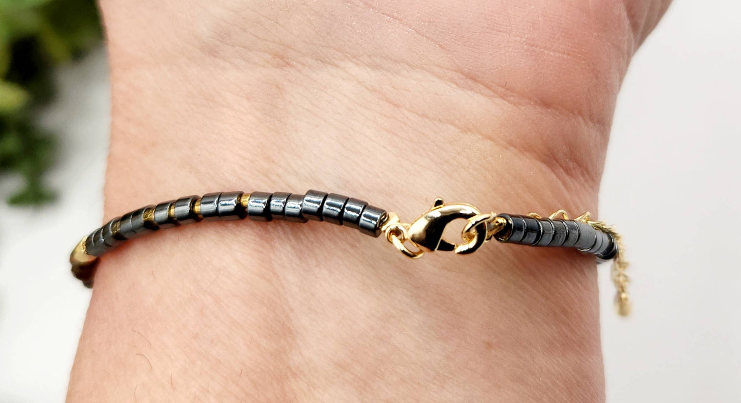 TRIPLE PROTECTION-Obsidian/Tiger Eye/Hematite Bracelet 3mm