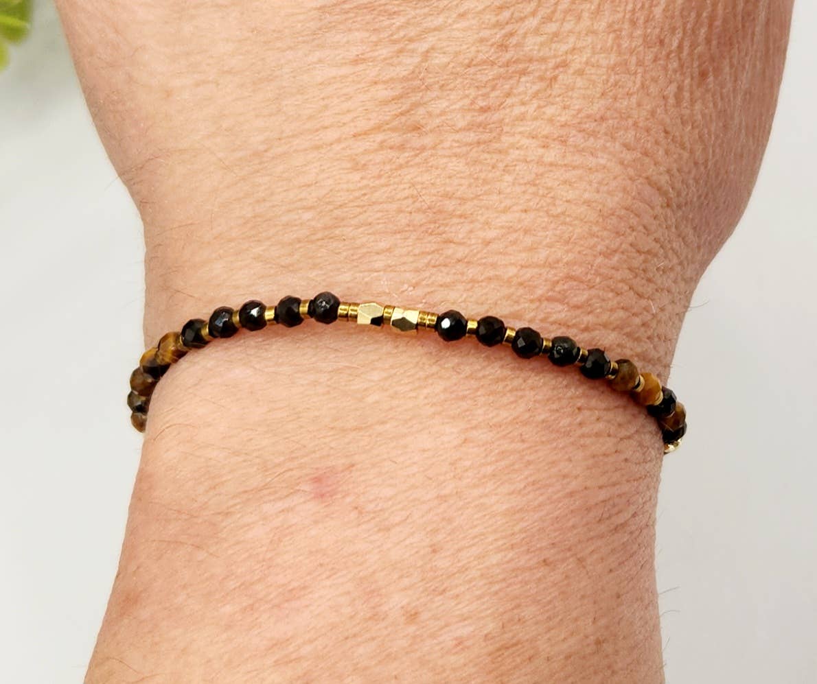TRIPLE PROTECTION-Obsidian/Tiger Eye/Hematite Bracelet 3mm