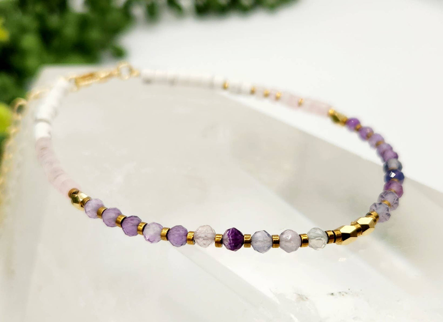 INNER PEACE-Fluorite/Amethyst/Rose Quartz/Howlite Bracelet