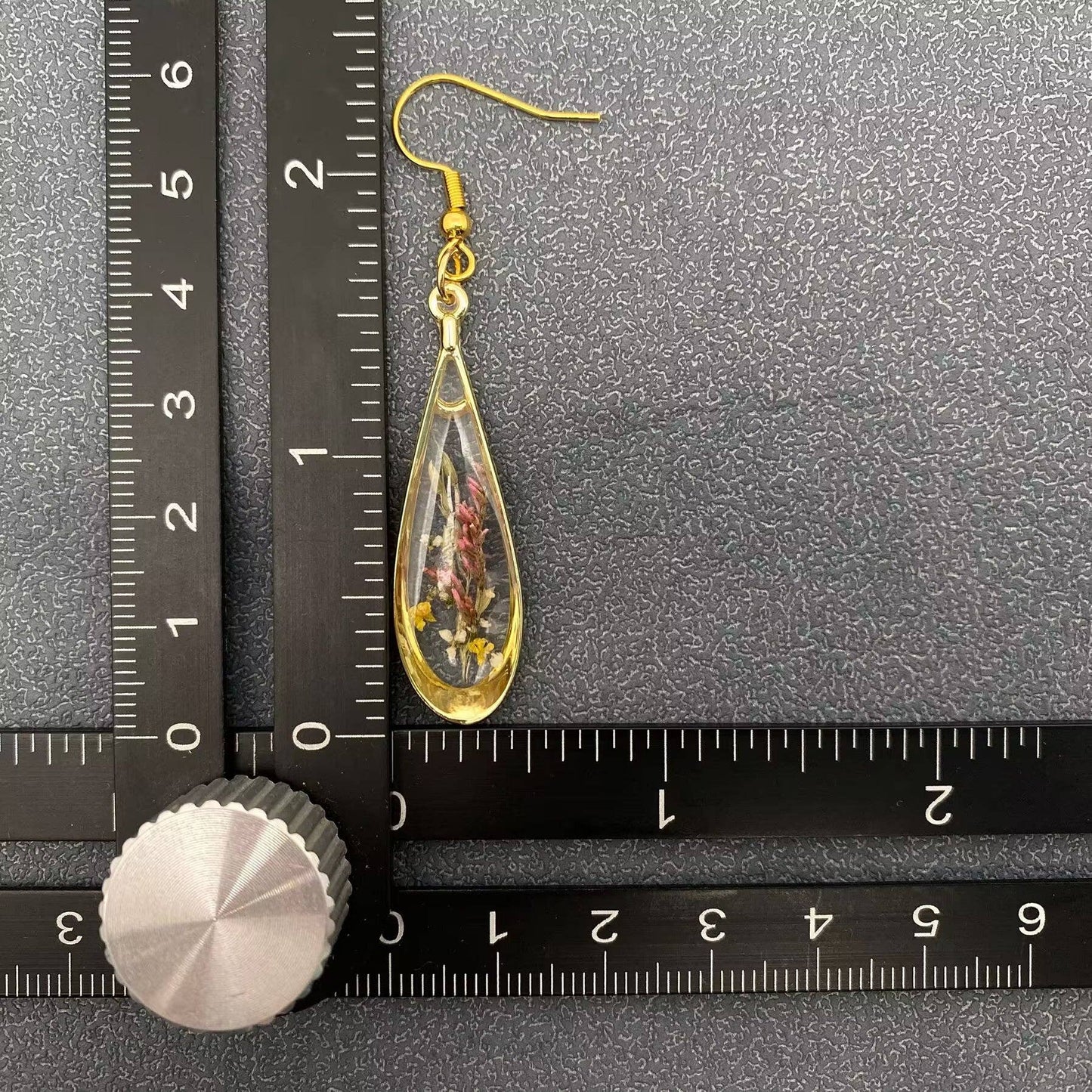 Floral Drop Charm Pressed Dried Flowers Earrings - PDF