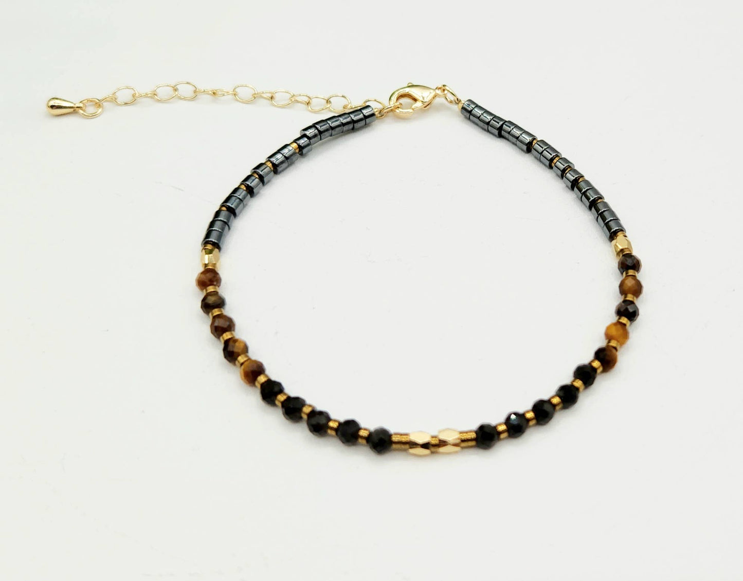 TRIPLE PROTECTION-Obsidian/Tiger Eye/Hematite Bracelet 3mm