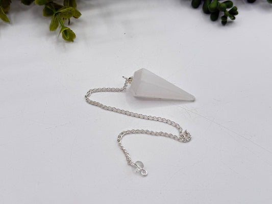 Selenite Pendulum w/Silver Plated Chain