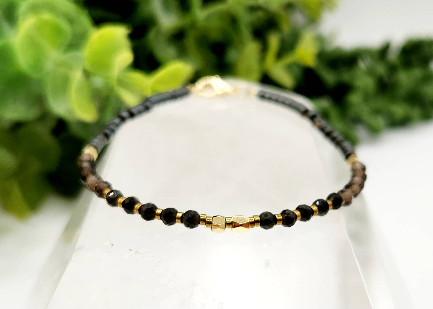 GROUNDING/BALANCE-Obsidian/Smoky Quartz/Hematite Bracelet